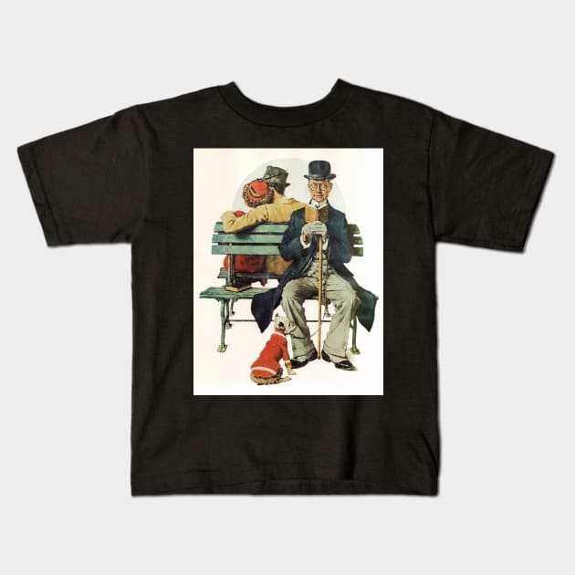 All Buttoned Up 1936 - Norman Rockwell Kids T-Shirt by Oldetimemercan